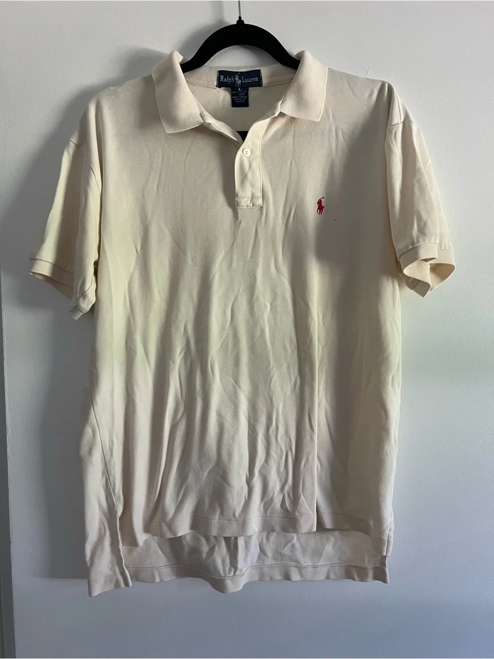 Ralph Lauren Men’s Cream Polo with Red Pony Logo